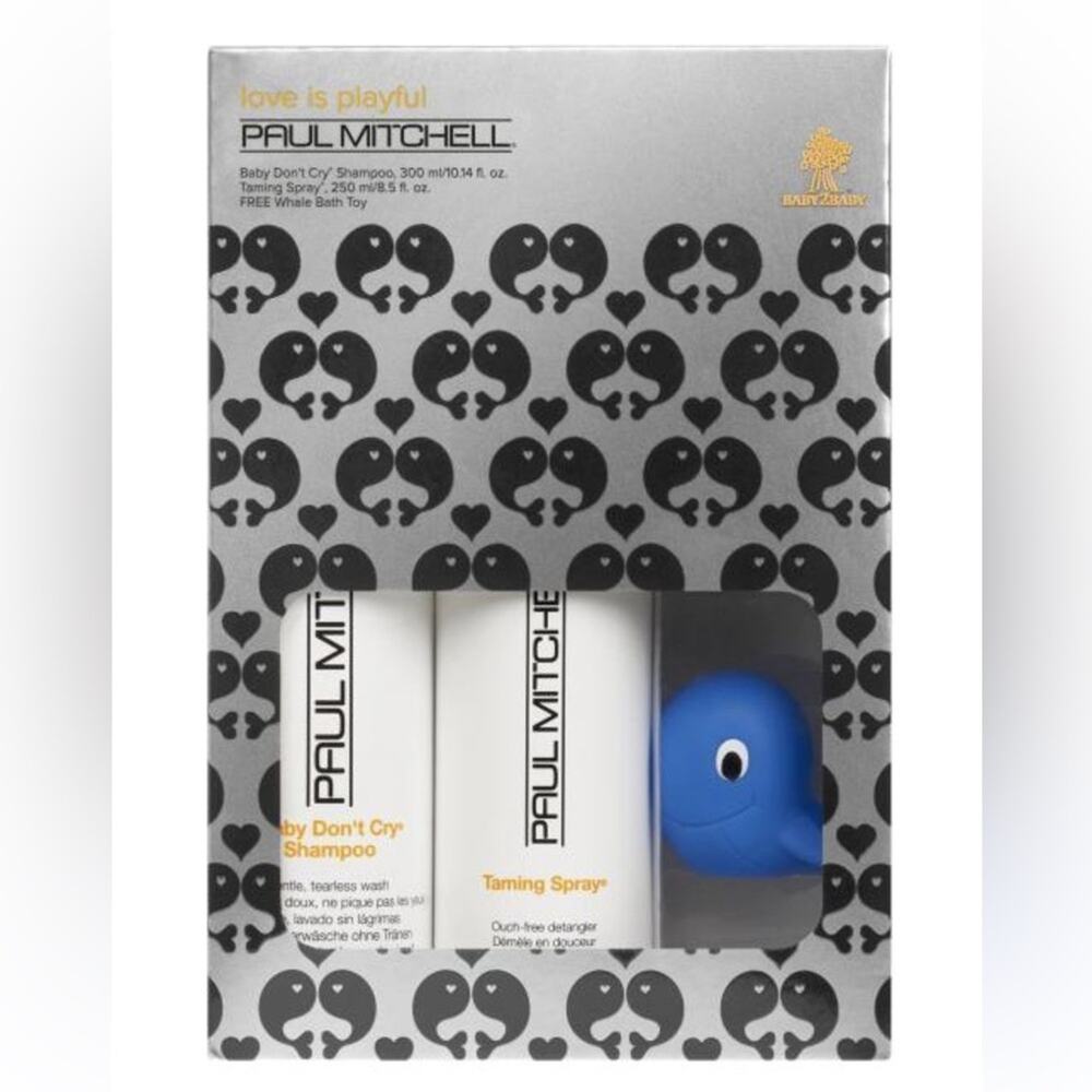 Paul Mitchell Love Is Playful Baby Don't Cry Shampoo Taming Spray Whale Toy Set